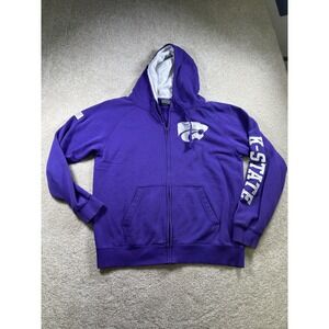 Colosseum Mens L K-State Wildcats Full Zip Hoodie Retro Kangaroo‎ Pocket